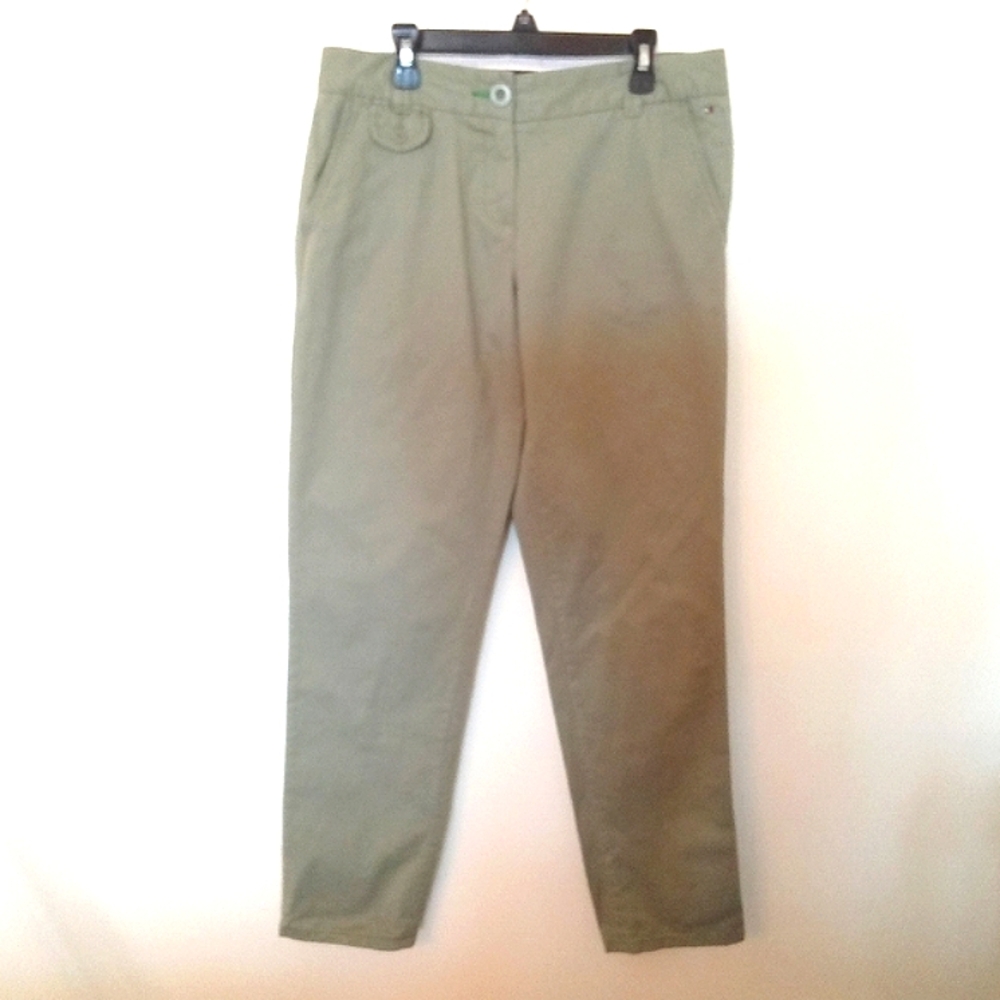 Tommy Hilfiger Light Green Straight Leg Low Rise Cotton Chinos Size 6 Womens